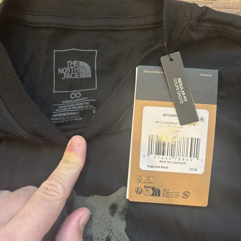 NWT THE NORTH FACE MENS WOLVES TOP SHORT SLEEVE T-SHIRT SMALL BLACK